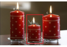 Lima Srdiečko potlač sviečka červená valec 50 x 80 mm 1 kus