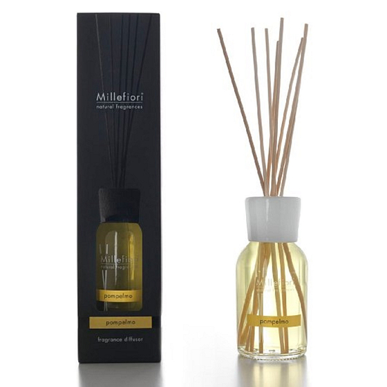 Millefiori Milano Natural Pompelmo - Grep Difuzér 100 ml + 7 stebiel v dĺžke 25 cm do menších priestorov vydrží 5-6 týždňov