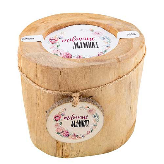 Bohemia Gifts Vonná sviečka v teakovom dreve Milované mamičke 11 cm