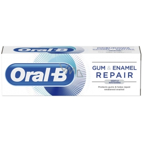 Oral-B Gum & Enamel Repair Gentle Whitening zubná pasta pre citlivé zuby, vlastnosti: s bieliacim účinkom, ochrana ďasien, ochrana skloviny a ochrana pred zubným kazom 75 ml