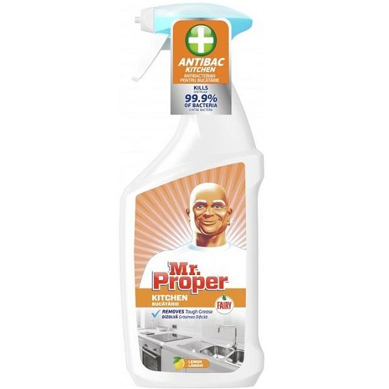 Mr. Proper Kuchyňa antibakteriálny tekutý čistič na odstraňovanie mastnoty a nečistôt 750 ml rozprašovač