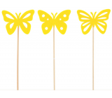 Motýľ žltý plstený špendlík 7 cm + špajdle, rôzne motívy
