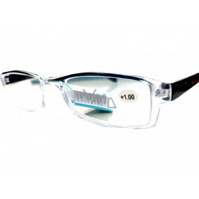 Berkeley Dioptrické okuliare na čítanie +2 plastové priehľadné, čierne bočnice 1 kus MC2222