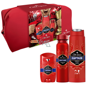 Old Spice Captain 2v1 sprchový gél a šampón 250 ml + antiperspirant dezodorant 50 ml + dezodorant sprej 150 ml + kozmetická taška, kozmetická sada pre mužov