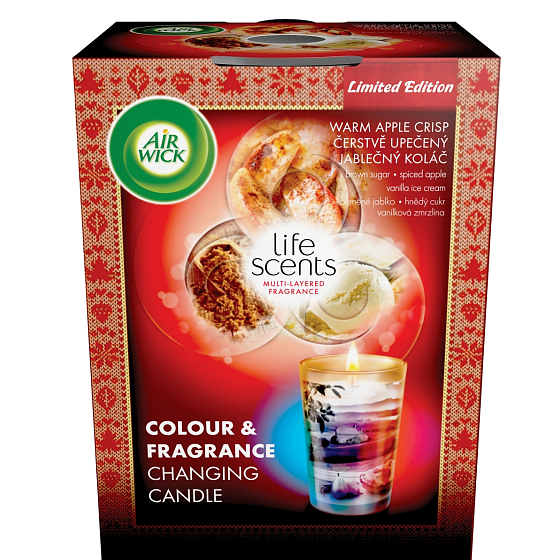 Air Wick Multicolor Life Scents Čerstvo upečený jablkový koláč vonná sviečka 140 g