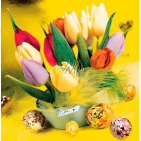 Ditipo Papierové obrúsky 3 vrstvové 33 x 33 cm 20 kusov Veľkonočné žlté s tulipány a vajíčka