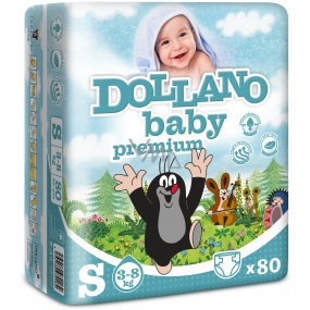 Dollano Baby Krtkova plienky Premium S 3-8 kg plienkové nohavičky 80 kusov