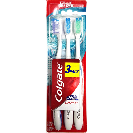 Colgate 360 ° Sensitive Extra Soft mäkká zubná kefka 3 kusy