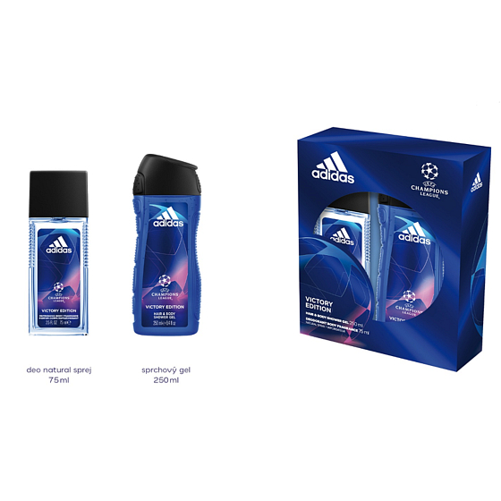 Adidas UEFA Champions League Victory Edition V parfumovaný deodorant sprej 75 ml + sprchový gél 250 ml, kozmetická sada pre mužov