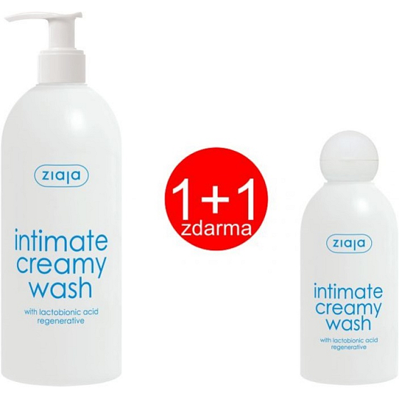 Ziaja Intima krém na intímnu hygienu s kyselinou laktobionovou 500 ml + Ziaja Intima krém na intímnu hygienu s kyselinou laktobionovou 200 ml, duopack