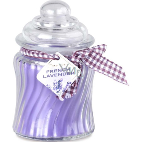Emocio French Lavender - Sviečka s vôňou levandule sklenená so skleneným viečkom 76 x 125 mm 485 g