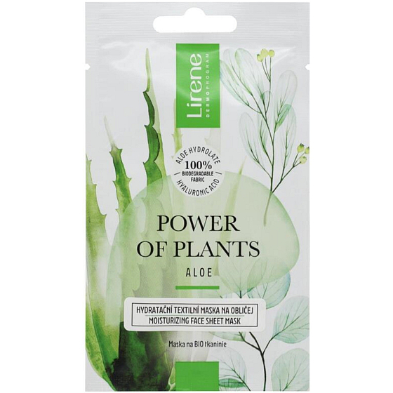 Lirene Power of Plants Aloe hydratačná plátenková maska 17 g