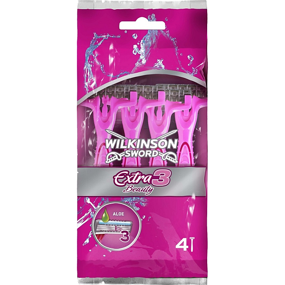 Wilkinson Lady Extra 3 Beauty holiaci strojček jednorazový 3 čepieľky 4 kusy