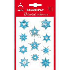 Arch Holografické dekoračné samolepky vianočný s glitrami 702-SG modro-strieborné 8,5 x 12,5 cm