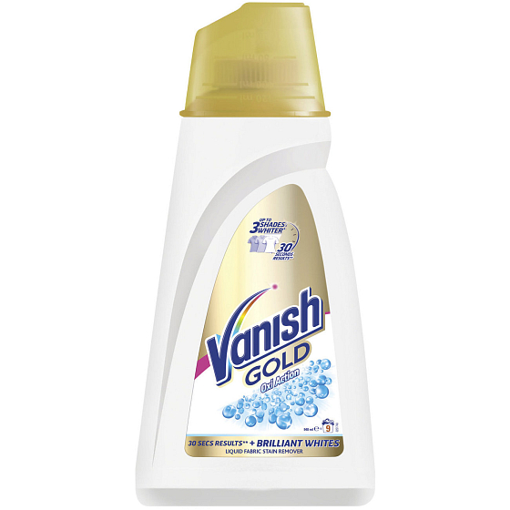 Vanish Gold Oxi Action tekutý odstraňovač škvŕn na bielu bielizeň 9 pranie 940 ml
