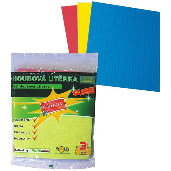 Clanax Hubová utierka 100% celulóza 3 kusy