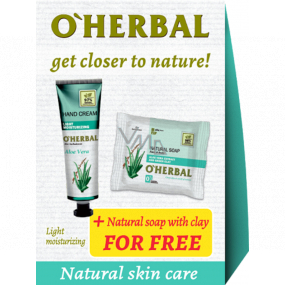 O Herbal Aloe Vera krém na ruky ľahké zvlhčenie 30 ml + prírodné mydlo s extraktom zelenej hlivy 100 g kozmetická sada