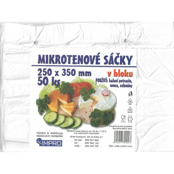 Impro Sáčok mikroténový v bloku 12my 250 x 350 mm 50 kusov