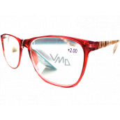 Berkeley Dioptrické okuliare na čítanie +2,5 plastové červené, bočné rámy hnedé a čierne pruhy 1 kus MC2223