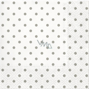 Papierové obrúsky 3 vrstvy 33 x 33 cm 20 kusov Biele so sivými bodkami