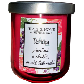 Heart & Home Svieža sójová sviečka s vôňou grapefruitu a čiernych ríbezlí s názvom Tereza 110 g