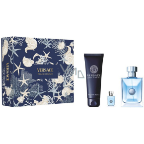 Versace Pour Homme toaletná voda 100 ml + sprchový gél na telo i vlasy 150 ml + toaletná voda 5 ml, darčeková sada pre mužov