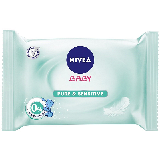 Nivea Baby Pure & Sensitive čistiace obrúsky pre citlivú pokožku pre deti 63 kusov