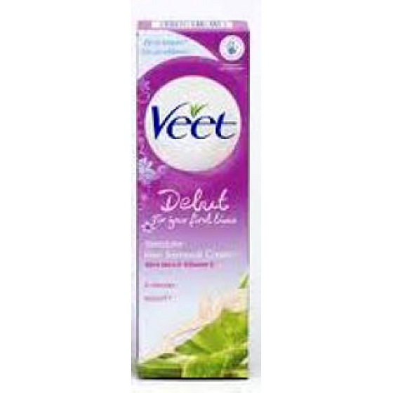 Veet Debut vitamín E a Aloe Vera depilačný krém citlivá pokožka 5 minútový 75 ml