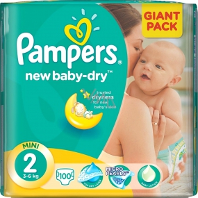 Pampers New Baby Dry 2 Mini 3-6 kg plienkové nohavičky 100 kusov