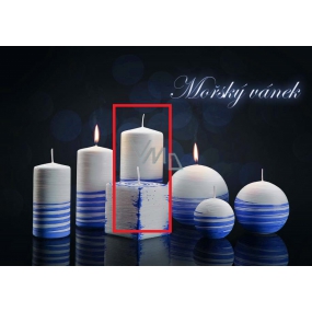 Lima Aromatická špirála Morský vánok sviečka bielo - modrá valec 70 x 150 mm 1 kus