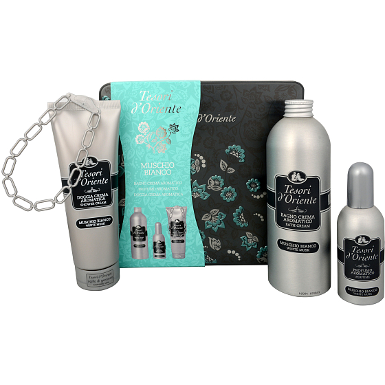 Tesoro d Oriente Muschio Bianco toaletná voda 100 ml + sprchový gél 250 ml + pena do kúpeľa 500 ml, pre ženy darčeková sada