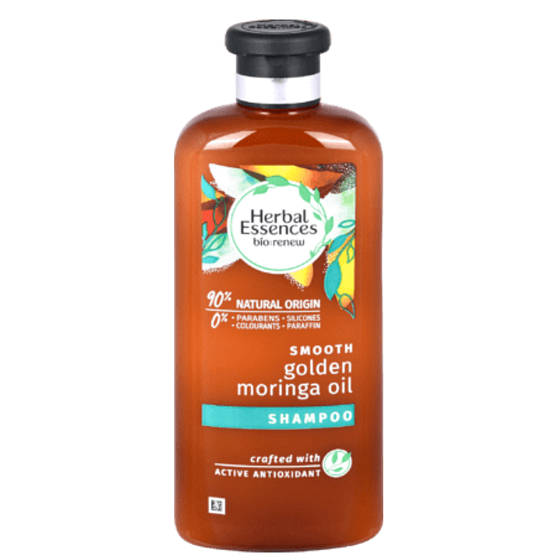 Herbal Essences Smooth Golden Moringou Oil Šampón s moringovým olejom, pre hladké vlasy a ľahké rozčesávanie, bez parabénov 400 ml
