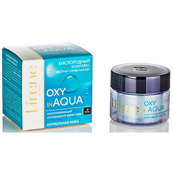 Lirene Oxy in Aqua omladzujúci, okysličujúci hydro-gél nočný krém pre normálnu pleť 50 ml