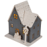 Ditipo Drevený domček s LED svetlom šedý 11 x 11 cm