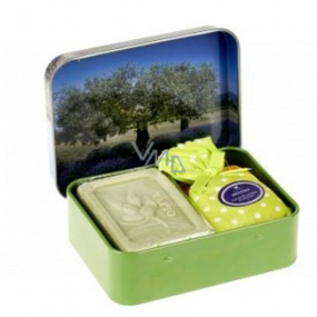 Esprit Provence Olivovník toaletné mydlo 60 g + levanduľový vonný vrecúško + plechová krabička, kozmetická sada