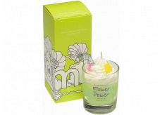 Bomb Cosmetics Flower Power - prírodná, ručne vyrábaná sviečka v skle s vôňou Flower Power horí až 35 hodín