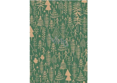 Ditipo Vianočný baliaci papier na darčeky 70 x 200 cm Kraft zelený, béžové stromčeky