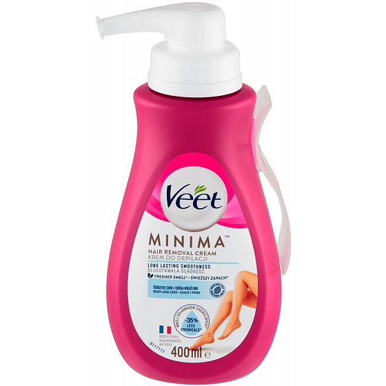 Veet Minima depilačný krém pre citlivú pokožku pumpička 400 ml
