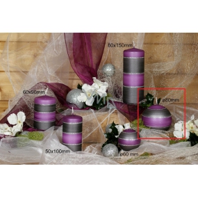 Lima Elegance Gray sviečka fialová guľa priemer 80 mm 1 kus
