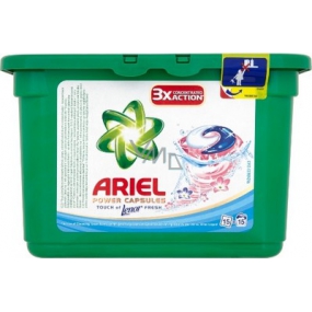 Ariel Touch of Lenor Fresh gélové kapsule na pranie bielizne 3X More Cleaning Power 15 kusov 432 g