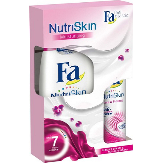 Fa NutriSkin Moisturising Acai Berry sprchový gél 250 ml + dezodorant sprej 150 ml, kozmetická sada