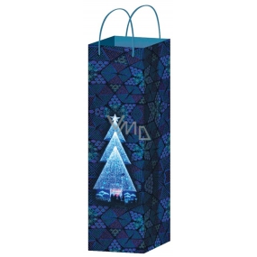 Anjel Darčeková papierová taška na lahev36 x 12 x 9 cm modrá stromček F