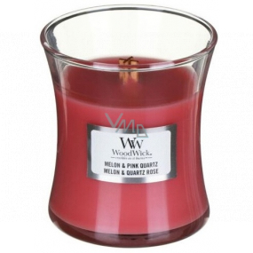 Woodwick Melon & Pink Quartz - Melón a ružový kremeň vonná sviečka s dreveným knôtom a viečkom sklo malá 85 g