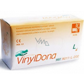 Dona Vinyldona vinylové rukavice bez prášku, veľkosť L 200 ks v krabici