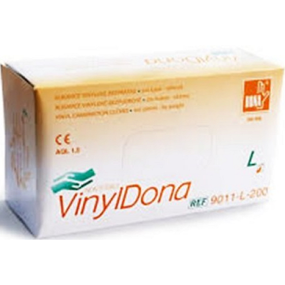 Dona Vinyldona vinylové rukavice bez prášku, veľkosť L 200 ks v krabici
