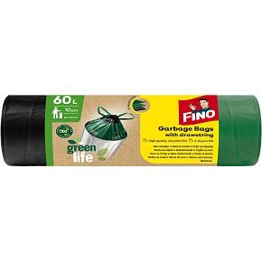 Fino Green Life recyklované PE zatahovacie vrecká na odpad, 63 × 72 cm, 60 l, 10 ks