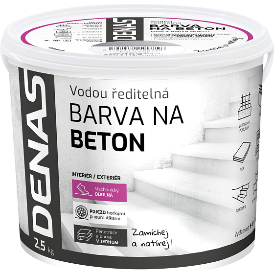 DENAS NA BETON vrchná farba na betón, 0905 šedý protiskluz, 2,5 kg