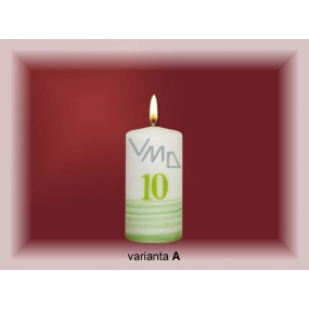 Lima Jubilejný 10 rokov sviečka biela zdobená 50 x 100 mm 1 kus