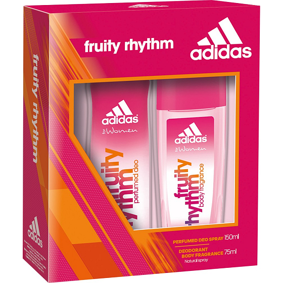 Adidas Fruity Rhythm parfumovaný deodorant sklo 75 ml + dezodorant sprej 150 ml, kozmetická sada
