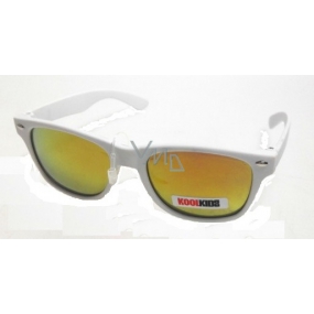 Dudes & dudettes Slnečné okuliare pre deti biele, zrkadlové sklá JK4030